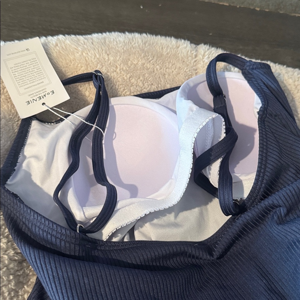 Ribbed Navy 2 piece Swimsuit - Picture 6 of 7